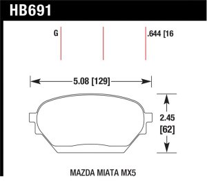 Mazda Miata MX 5 Brake Pad Set - Front - Hawk Performance - DTC-60 - `06-`14